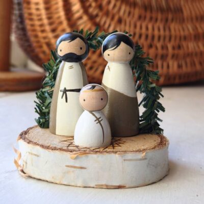 Hand painted peg doll nativity set