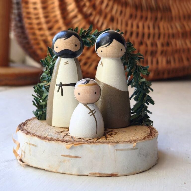 Hand painted peg doll nativity set