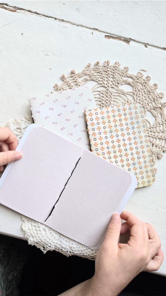 A handmade booklet opened in the middle